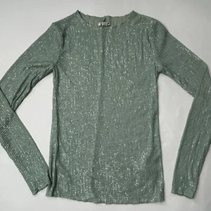 Free People Intimate Gold Rush Langarmshirt Paillettenverzierung Damen XS - Bild 1 von 7