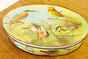 Carrs Biscuit Tin MId Century Collectable Vintage Metal Tin Oval British Birds - Picture 1 of 9