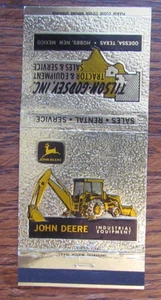 JOHN DEERE TRACTOR MATCHBOOK COVER: ODESSA, TEXAS & HOBBS, NM MATCHCOVER -A8 - Picture 1 of 3
