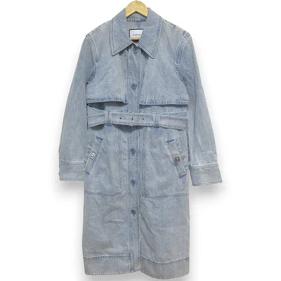 Gabardina de mezclilla COACH Turnlock bolsillo con cinturón C8792 talla L azul para mujer USADA Foto 1 de 4