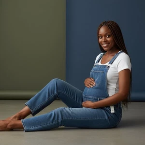 GAP Denim Umstands-Overall blaue Waschung cropped gerades Bein Größe Medium - Bild 1 von 5