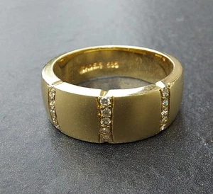 Massiver Ring Gelbgold 585, besetzt mit 15 Diamanten, 0,15 ct, 7,13 Gramm, RG 56 - Bild 1 von 6