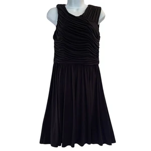 Brooks Brothers Dress Women's Small Black Rouched Knee Length Sleeveless NEW - Picture 1 of 9
