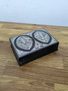 VTG INDIAN INLAY Pure SILVER BIDRI NIELLO BOX GEOMETRIC DESIGNS INDIA - Picture 1 of 6