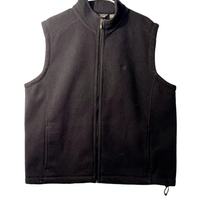 Eddie Bauer Mens Sleeveless Vest Size XL Black Fleece Full Front Zip Up Pockets - Image 1 of 4