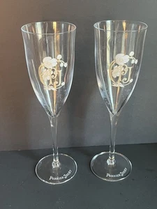 Paar Perrier Jouet Frankreich signierte Kristall Champaign Flöten Gold PJ Logo - Bild 1 von 6