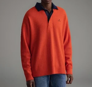 Gant Lambswool Ribbed Rugger 8050124 Pumpkin Orange M - Picture 1 of 5
