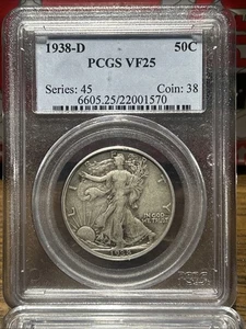 1938-D ss-25 PCGS - BETTER DATE WALKING LIBERTY HALF DOLLAR - Bild 1 von 2