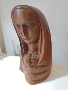 Madonna Con Bambino Scultura Legno Cm 15 - Foto 1 di 6