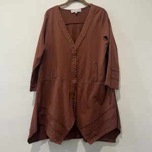Hübsches Engel Leinenmischung Bluse Tunika Kleid Damen groß braun Boho Goblincore - Bild 1 von 7