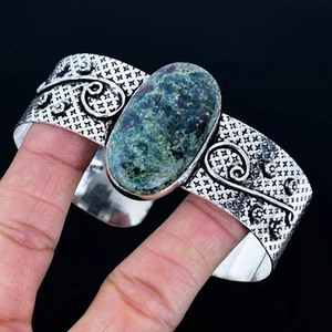 Ruby Fuchsite 925 Silver Plated Bracelet/Bangle Adjustable - Picture 1 of 3