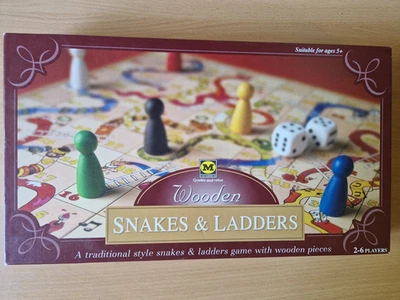 Snakes and Ladders Wooden Board Game Ideal For 2-6 Players COMPLETE INSTRUCTIONS - Image 1 of 3