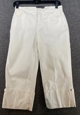 SEE PHOTOS NYDJ Jeans Women’s Size 2P Petite White Wide Cuff Capri Denim - Image 1 of 4