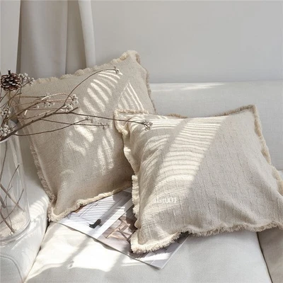 24"x24" Linen Cotton Blend Fabric Throw Pillow Cover Case Sofa Cushion Covers - Image 1 of 4