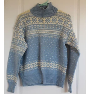 Vintage Handmade Nordic Fair Isle blue& white Cotton Sweater No Size - Bild 1 von 7