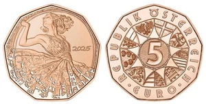 5 Euro Kupfer Österreich 2025 "Neujahrsmünze-Tanz dich frei" UNC - Bild 1 von 1