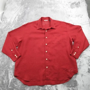 Tommy Bahama Shirt Mens 2XL Red 100% Linen Long Sleeve Button Front Casual - Picture 1 of 14