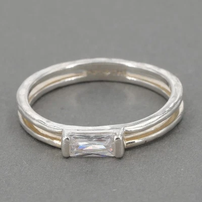Anillo Silpada Plata Esterlina Delgado Doble Banda Baguette Pila R6402CZ Talla 7.75 Foto 1 de 4