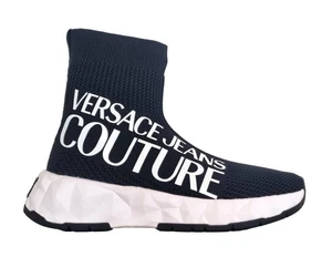 Versace women's high sock sneakers shoes in nylon atom sole 75VA3SB5 black - Picture 1 of 7