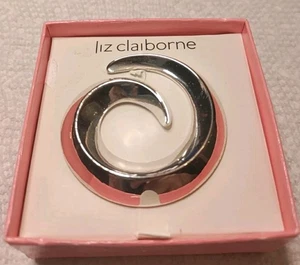 Liz Claiborne Silver Tone Swirl Brooch 2 Inch Diameter - Picture 1 of 4
