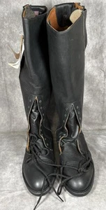 Harley Davidson Vintage Biker Boots Mens 9 1/2D 17” Lace Up Made In USA NWT 1988 - Picture 1 of 11