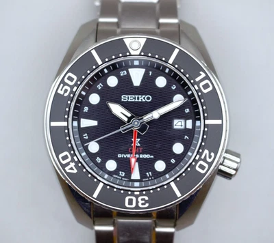 Seiko Prospex 5K65-0AA0 Divers GMT Black Dial Solar Quartz Men's Watch From JP - Image 1 of 4