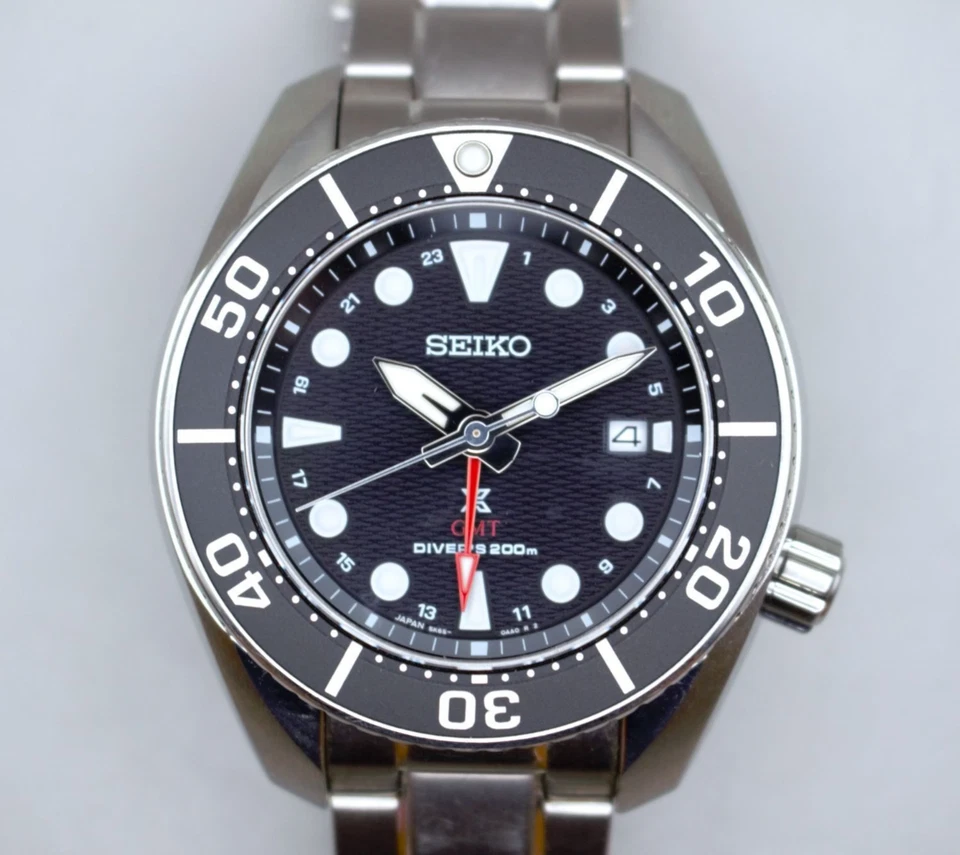 Seiko Prospex 5K65-0AA0 Divers GMT Black Dial Solar Quartz Men's Watch From JP - Image 1 of 4