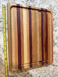 Tabla de cortar artesanal de madera maciza de grano de borde surtido de especies exóticas - Imagen 1 de 14