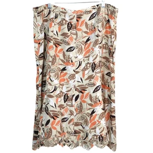 JM Collection LINEN Midi Skirt 14 Cream Orange Brown Embroidered Stitching - Picture 1 of 8