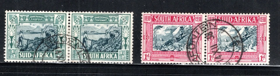 Estampilla de Sudáfrica Scott #B5-B6, semipostal, 2 pares, usada, SCV $13,00 Foto 1 de 1
