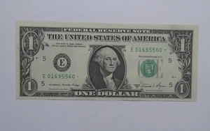 1 $ 1981 A Star Note OFF CENTER PRINT E 01695560 Circulated - Picture 1 of 4