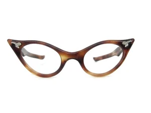 Vintage 50s Pointy Tortoise Cat Eye Eyeglasses or Sunglasses Victory Frame - Picture 1 of 8