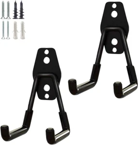 2 Pack Garage Storage Hooks Wall Mount Steel Utility U Hooks for Tools Black - Picture 1 of 14