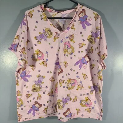 Blusa Médica Estampados Naturales Uniformes Talla L Rosa con Bolsillos para Niñas y Flores Foto 1 de 4