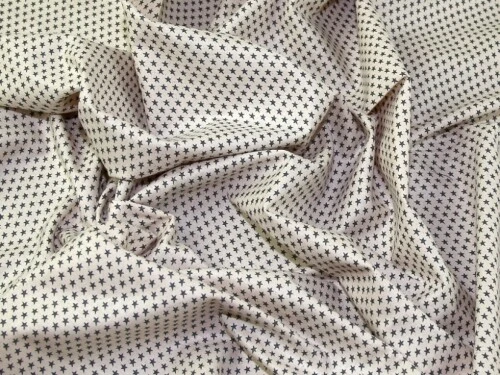 John Louden Printed 100% Cotton Calico Fabric Grey on Natural - per metre - Image 1 of 1