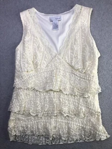 Spiegel Women’s Sleeveless Lace Top Ivory Barbie Core Size Large - Picture 1 of 6