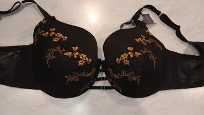 Sujetador Cacique Boost Balconette Nuevo con Etiquetas Colección Sexy 44DDD Negro Dorado Tirantes Foto 1 de 3