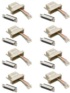 8 pcs DB25 25 Pin RS232 Parallel Female to RJ45 Network Female Adapter Converter - Picture 1 of 2