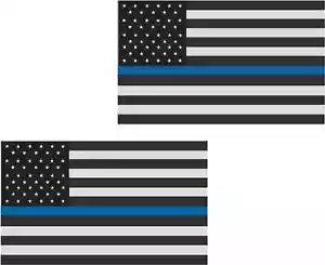 2 - 4" Thin Blue Line American Subdued Flag Decal USA Police Sticker R - Picture 1 of 1