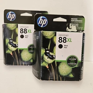 2 Genuine HP Officejet 88 Black XL Ink Printer Cartridges NEW SEALED - Picture 1 of 2