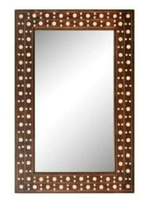 Wood Mirror Frame with Bone Inlay - Picture 1 of 11