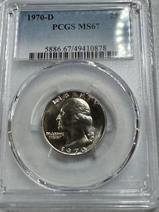 1970-D  WASHINGTON US Mint QUARTER,   MS67 by PCGS,   an EXQUISITE looking Coin! - Picture 1 of 6