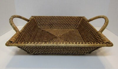 The Pampered Chef *Woven Selections* Large Wicker Serving Tray w/ Handles - 13" - Image 1 of 4