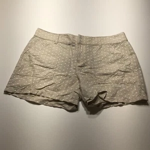 Banana Republic Shorts Womens Sz 8 Tan White Polka Dot Linen Blend Mid Rise Midi - Picture 1 of 14