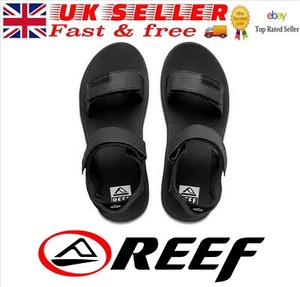 Reef Mens Flip Flops Summer Sandals Fanning Baja Black/Silver Thongs Beach BNWT - Picture 1 of 16