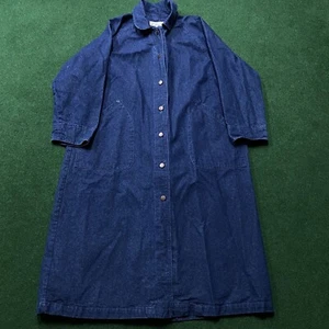 Vintage Orvis trench uomo XL blu denim 80S 90S equitazione spolverino soprabito - Foto 1 di 8