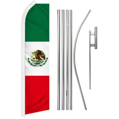 Mexico Advertising Swooper Feather Flutter Flag Pole Kit Large Mexican Flag - Image 1 of 4