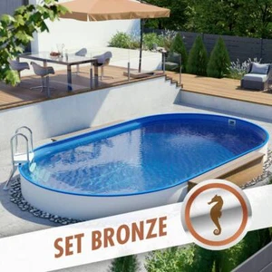 Ovalpool-Set BRONZE 5,30x3,20x1,20m, Folie blau 0,80 mm für teilweises Einlassen - Bild 1 von 12