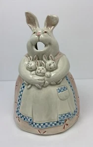 VTG 1988 Fitz & Floyd Ceramic PITCHER Mother Rabbit & 3 Bunnies Spring Easter - Picture 1 of 7