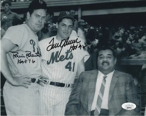 Autographed TOM SEAVER Mets & ROBIN ROBERTS Phillies 8x10 photo JSA COA  - Picture 1 of 1